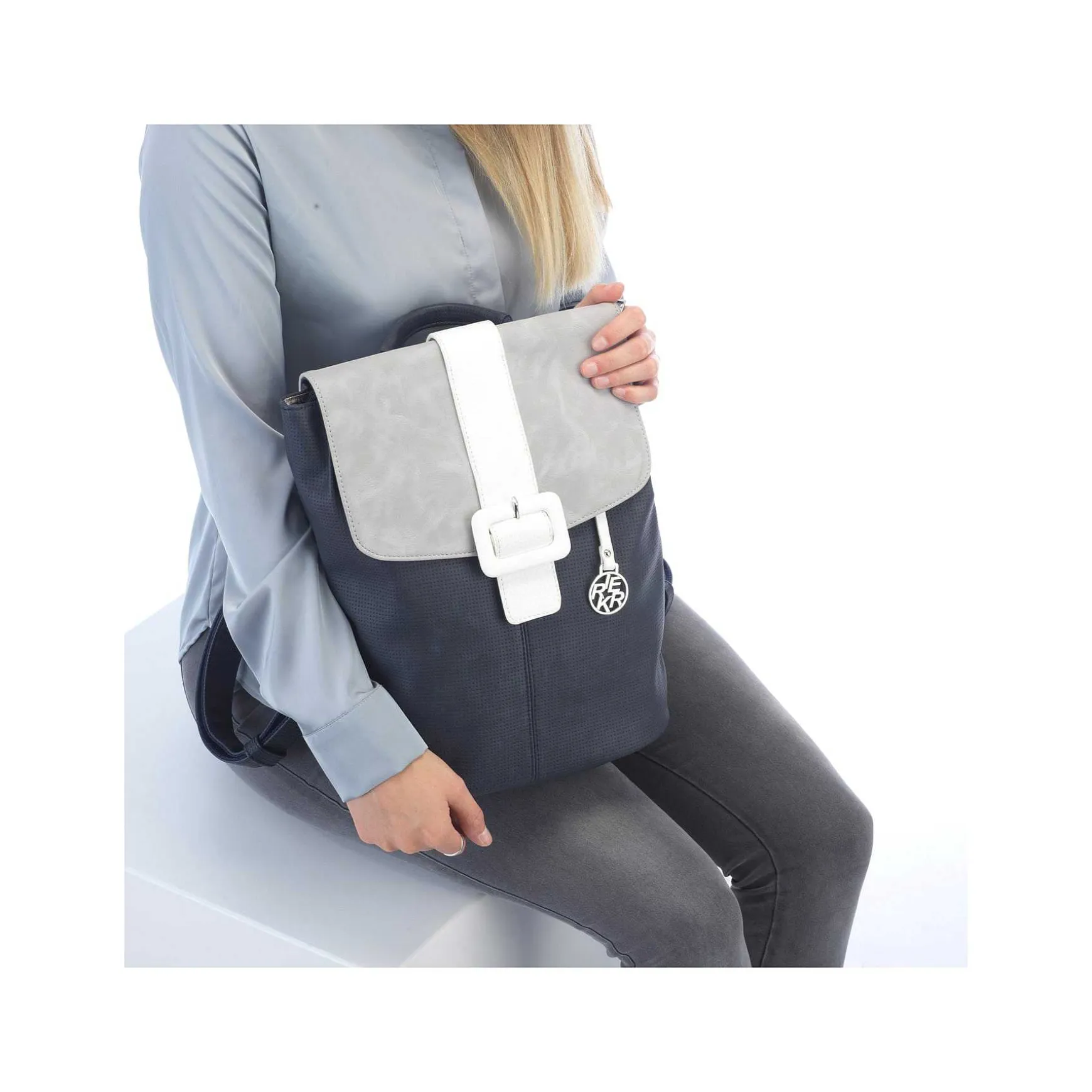 Rieker | Backpack Navy Blue-Pure White