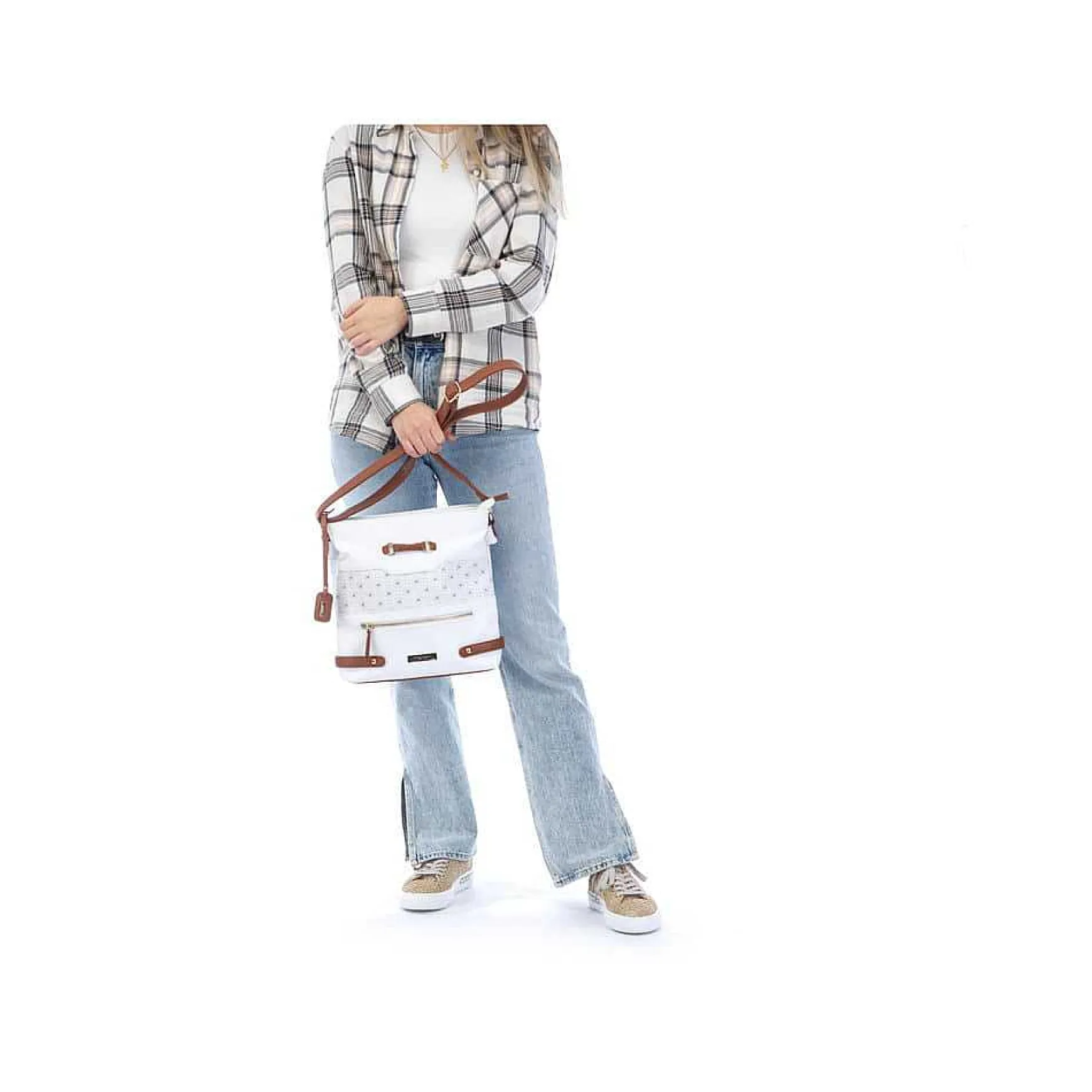 Rieker | Handbag Pure White-Nut Brown