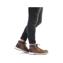 Rieker Men'S Corded Boots Chestnut Brown