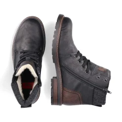 Rieker Men'S Corded Boots Deep Black