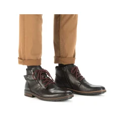 Rieker Men'S Corded Boots, Glossy Black