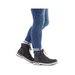 Rieker Men'S Corded Boots Deep Black