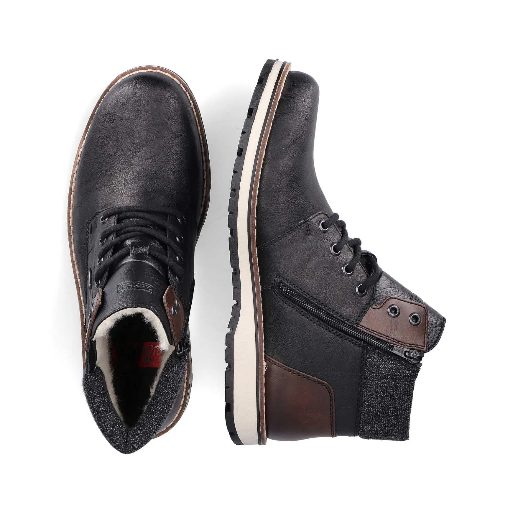 Rieker Men'S Corded Boots Graphite Black