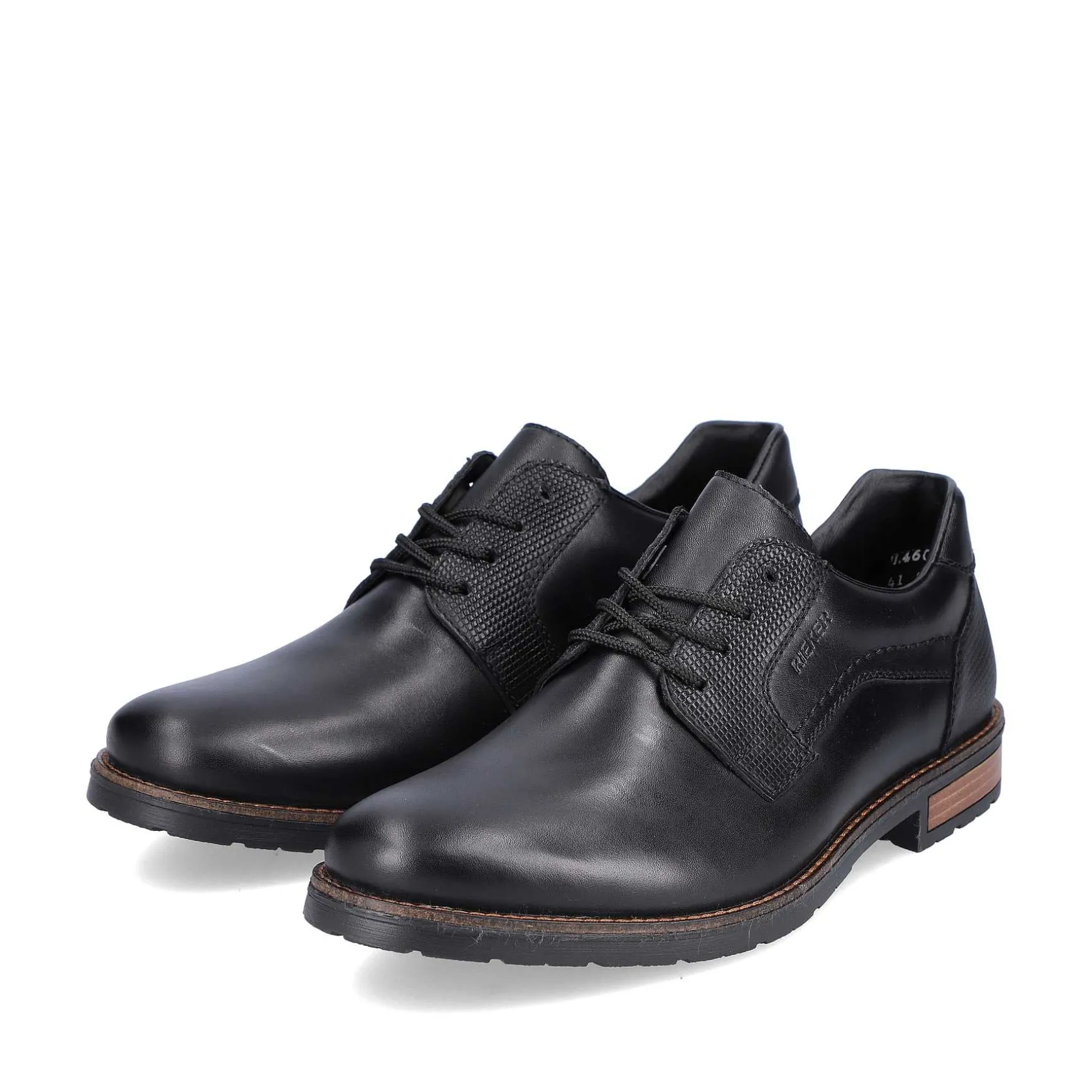 Rieker Men'S Lace-Up Shoes Glossy Black