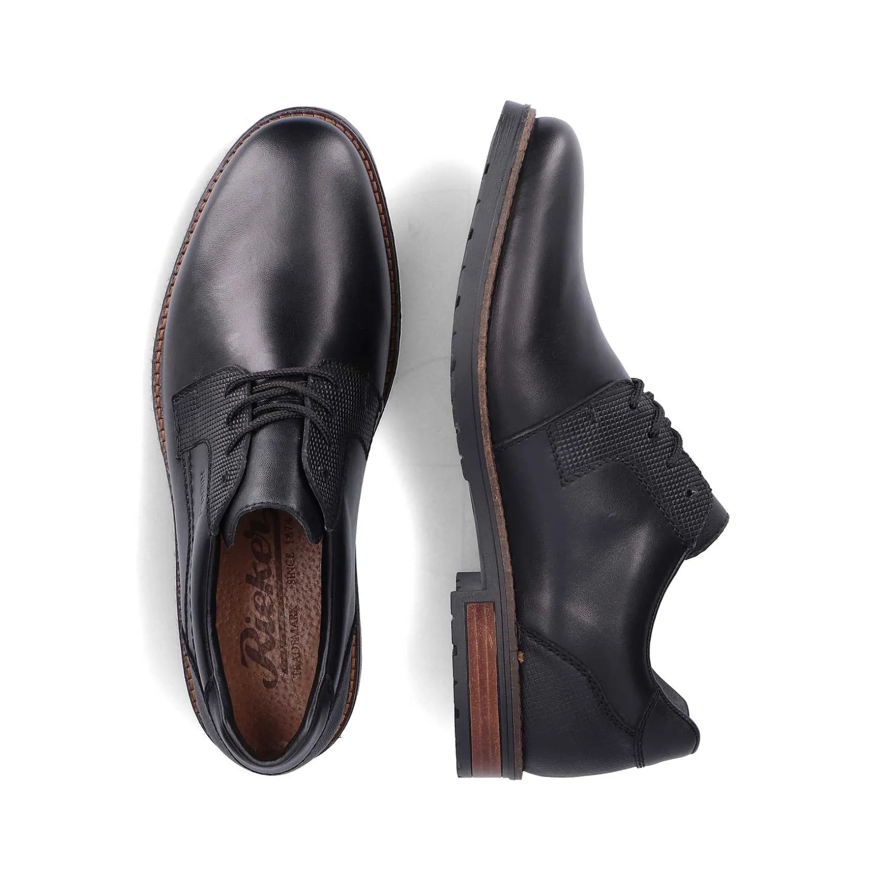 Rieker Men'S Lace-Up Shoes Glossy Black