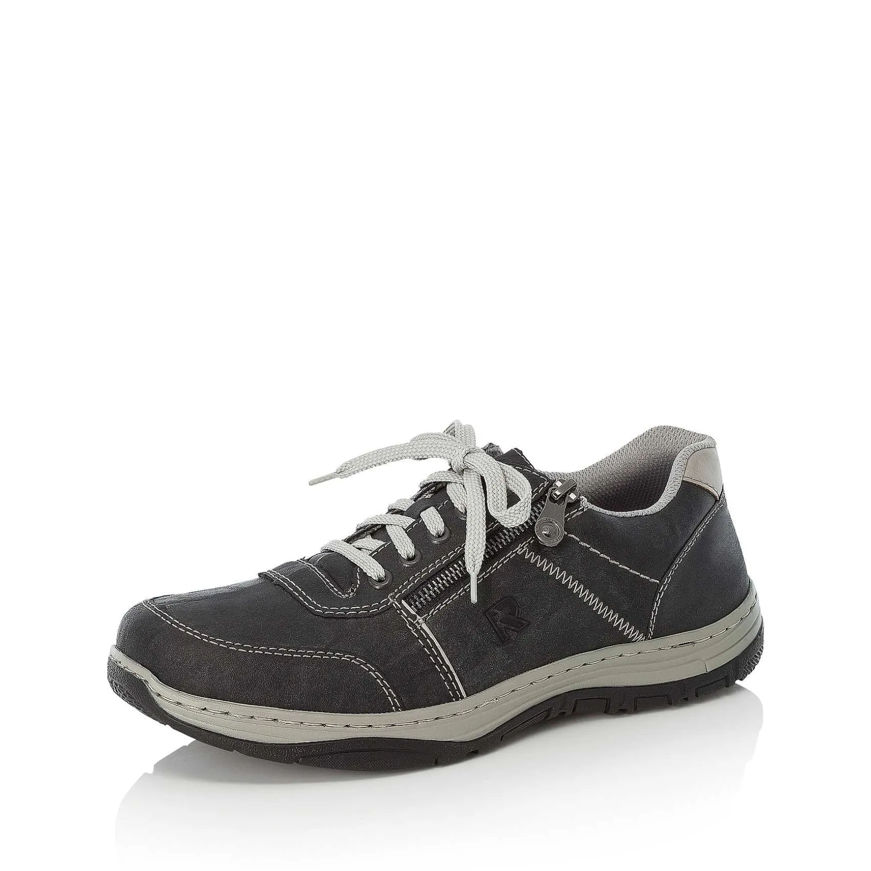 Rieker Men'S Lace-Up Shoes Steel Gray-White