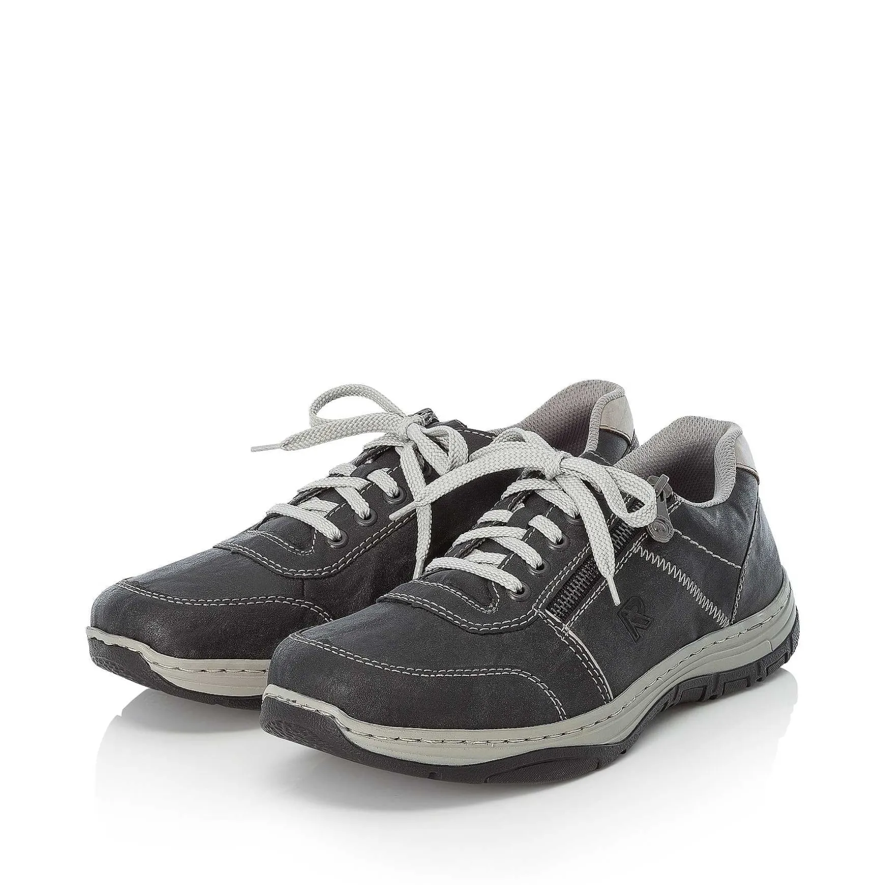 Rieker Men'S Lace-Up Shoes Steel Gray-White