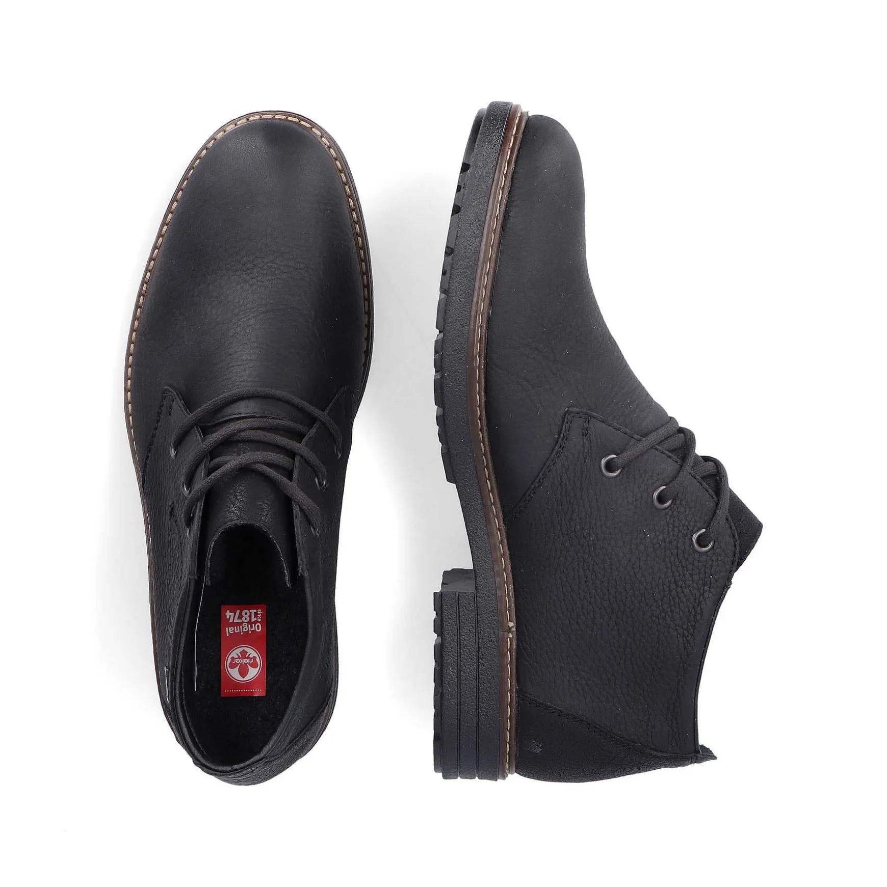 Rieker Men'S Lace-Up Shoes Asphalt Black