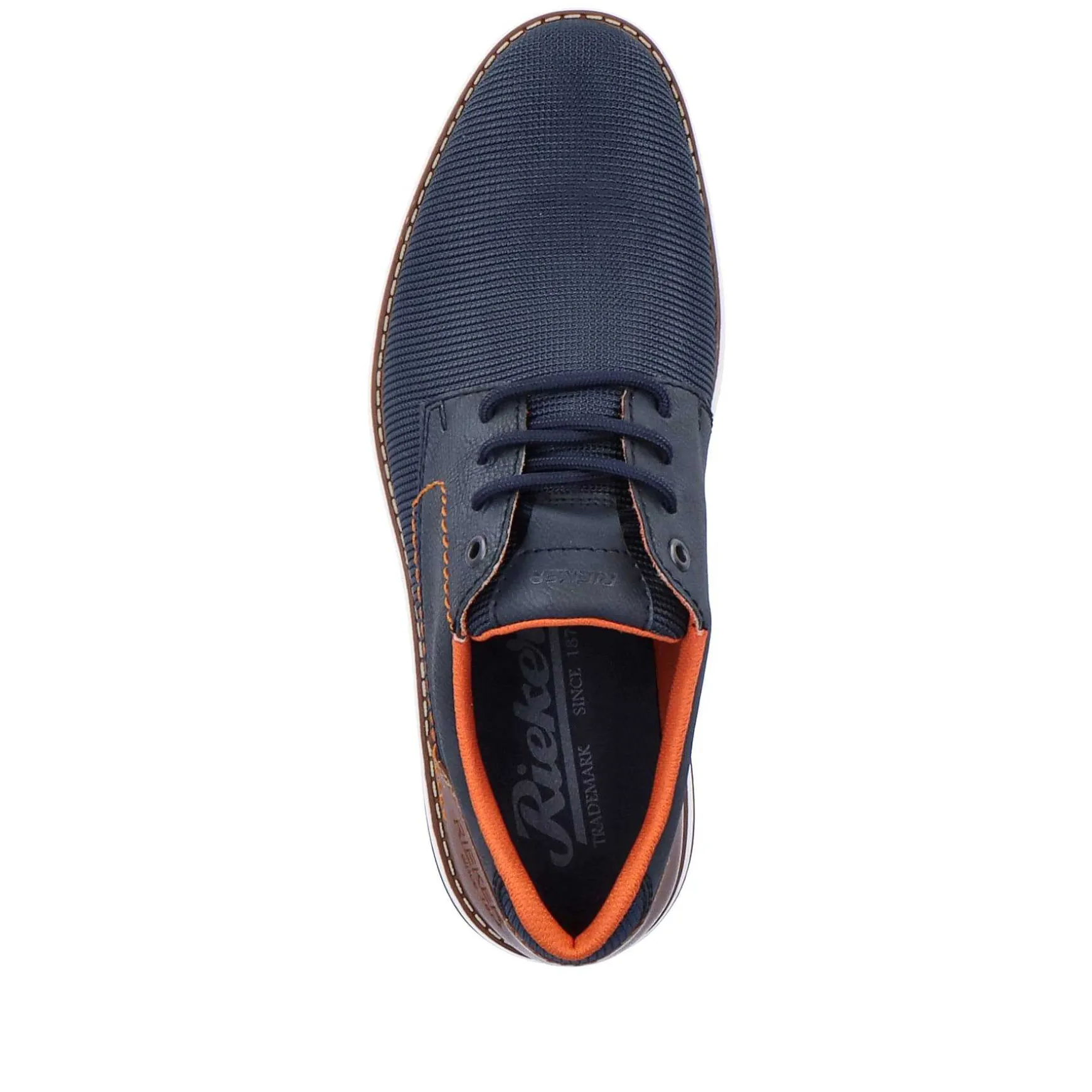 Rieker Men'S Lace-Up Shoes Navy Blue-Orange