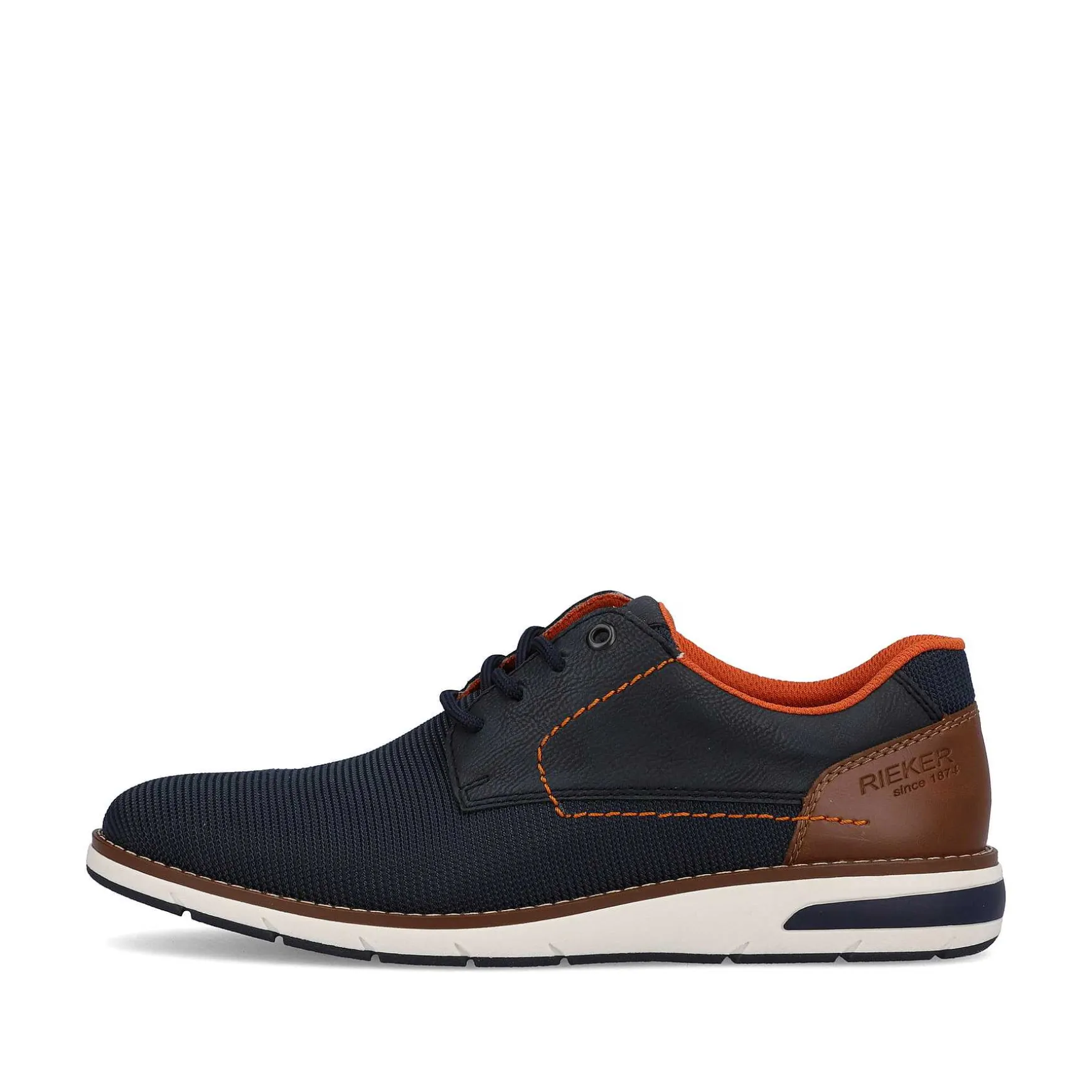 Rieker Men'S Lace-Up Shoes Navy Blue-Orange