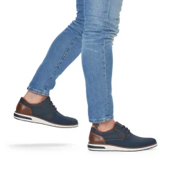 Rieker Men'S Lace-Up Shoes Navy Blue-Orange