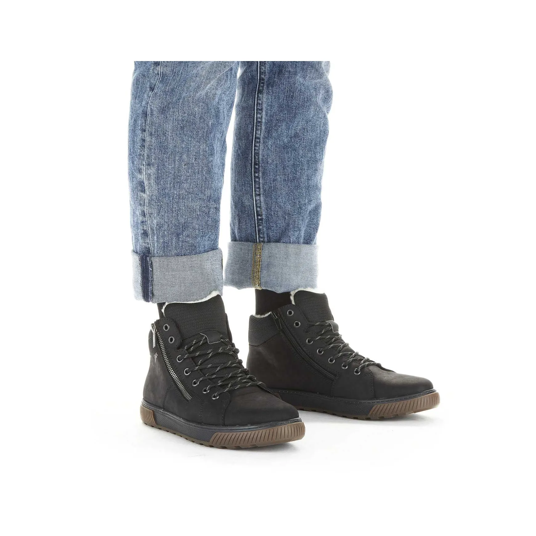 Rieker Men'S Lace-Up Shoes Asphalt Black