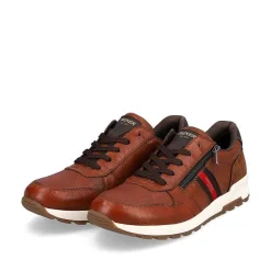 Rieker Men'S Lace-Up Shoes Caramel Brown-Fire Red