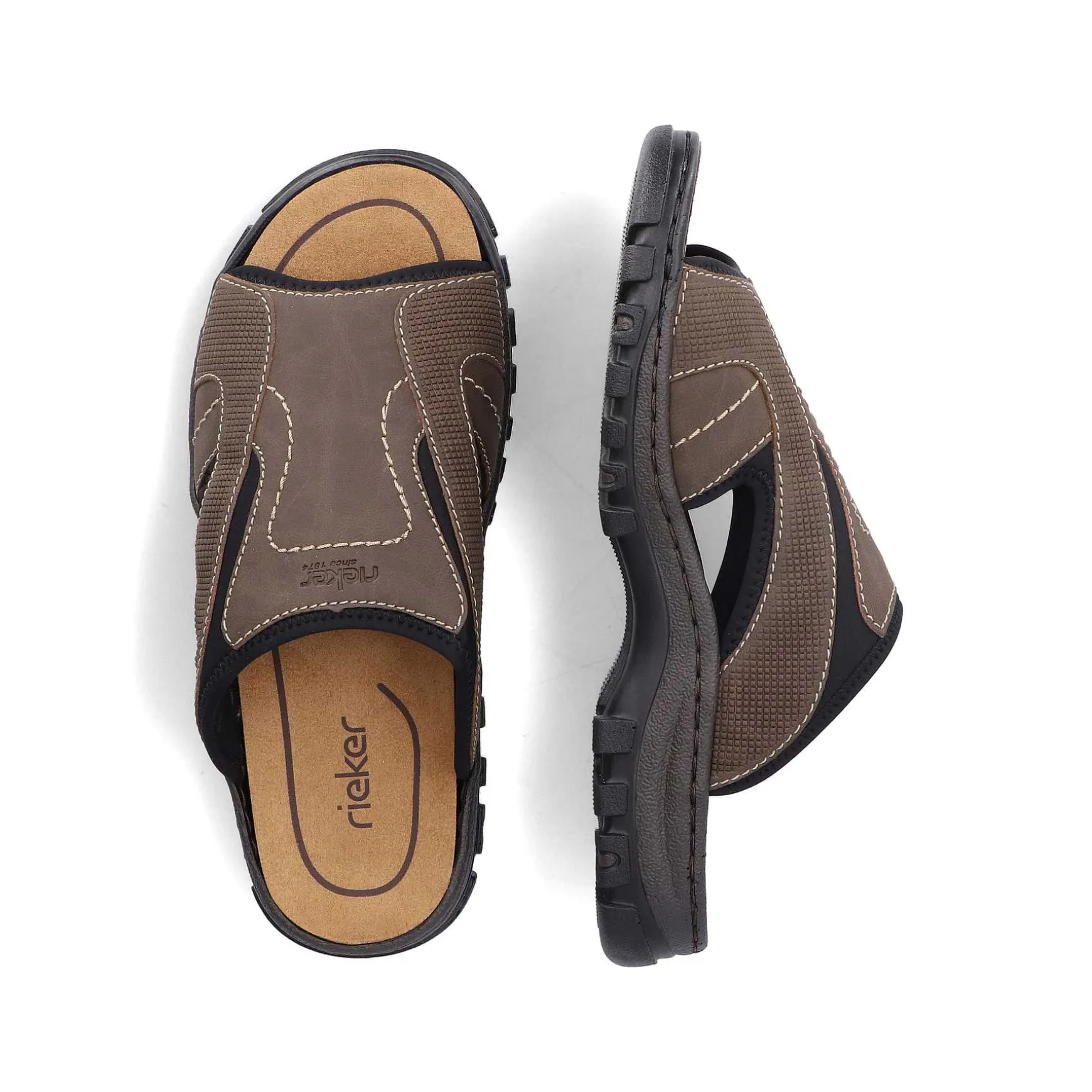 Rieker Men'S Mules Brown Gray