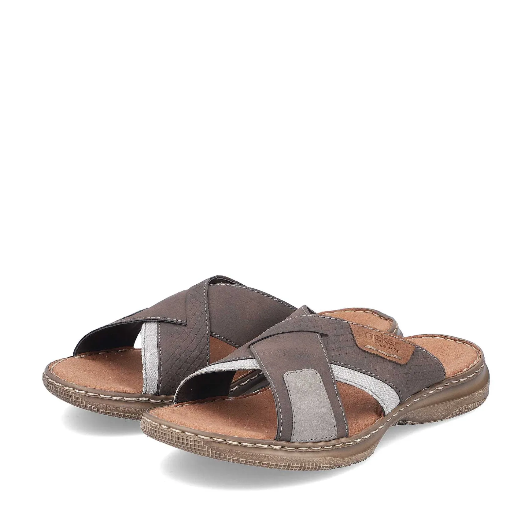 Rieker Men'S Mules Brown Gray