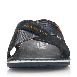 Rieker Men'S Mules Ocean Blue-Nut Brown