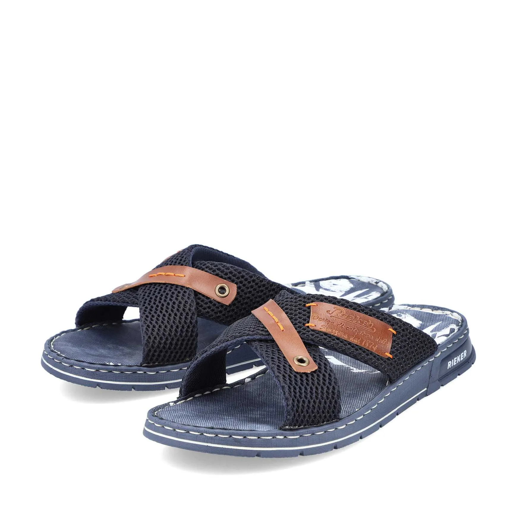 Rieker Men'S Mules Pacific Blue-Brown