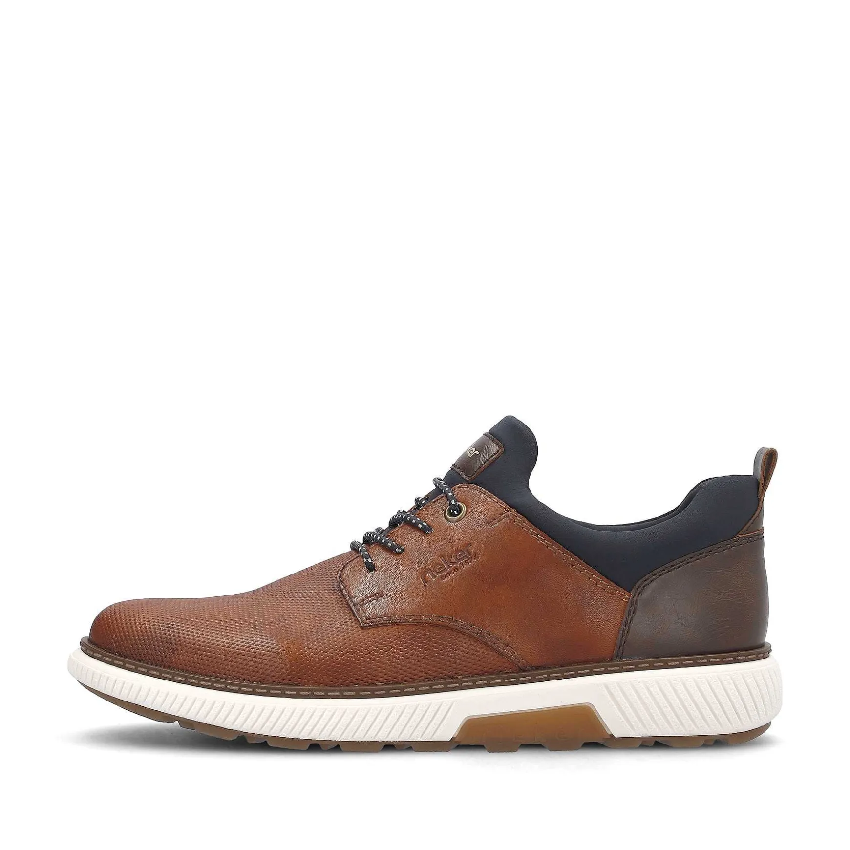 Rieker Men'S Slippers Nut Brown-Navy Blue