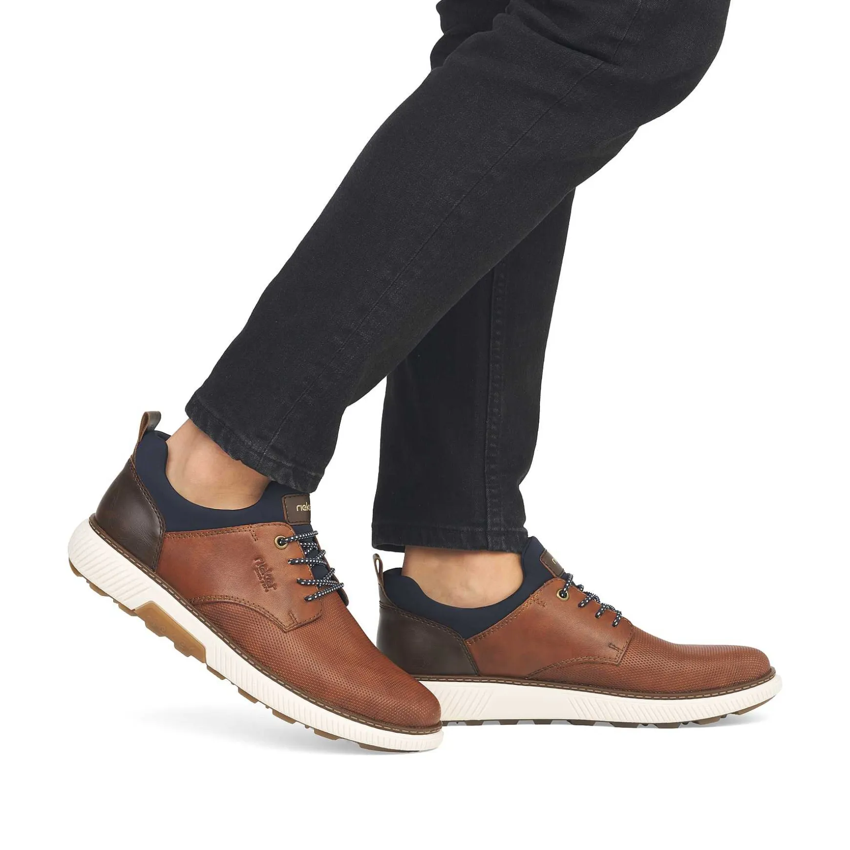 Rieker Men'S Slippers Nut Brown-Navy Blue