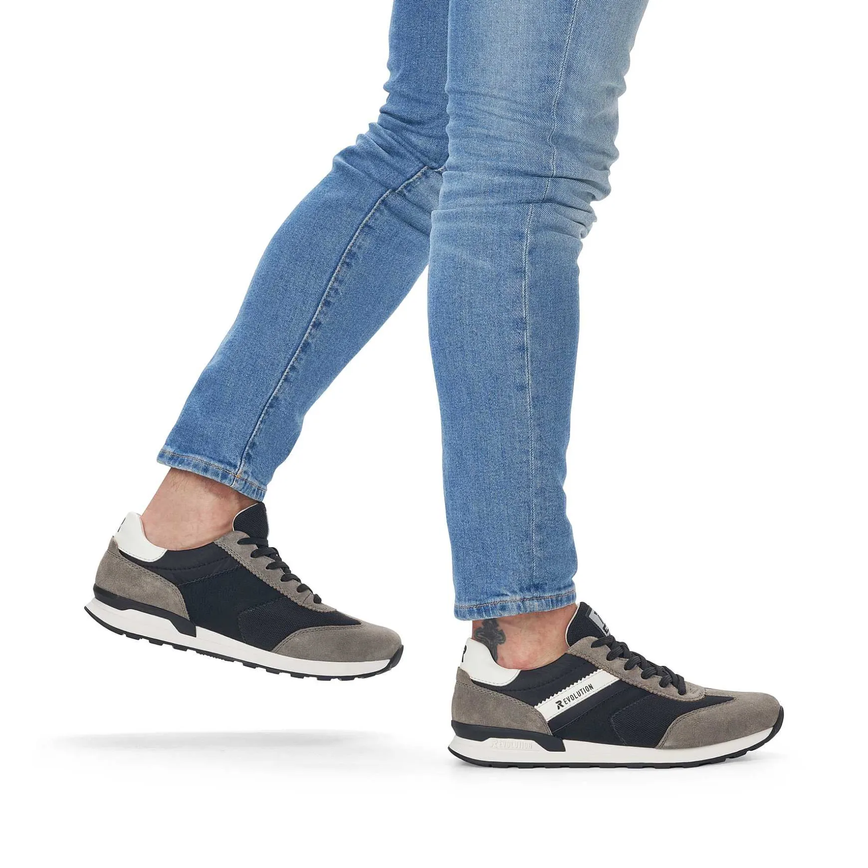 Rieker Men'S Sneaker Low Deep-Black Stone-Grey