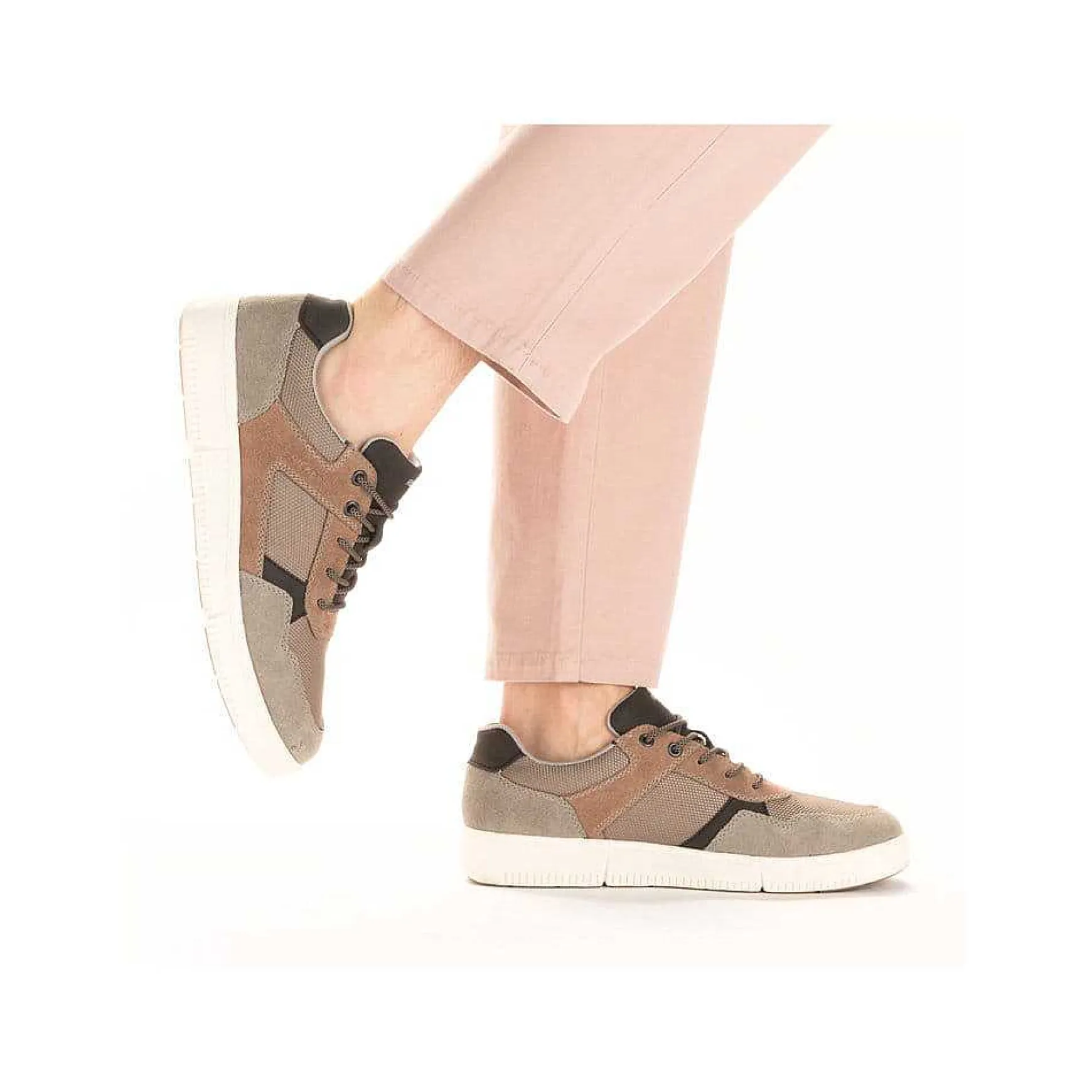 Rieker Men'S Sneaker Low Platinum Gray-Nut Brown