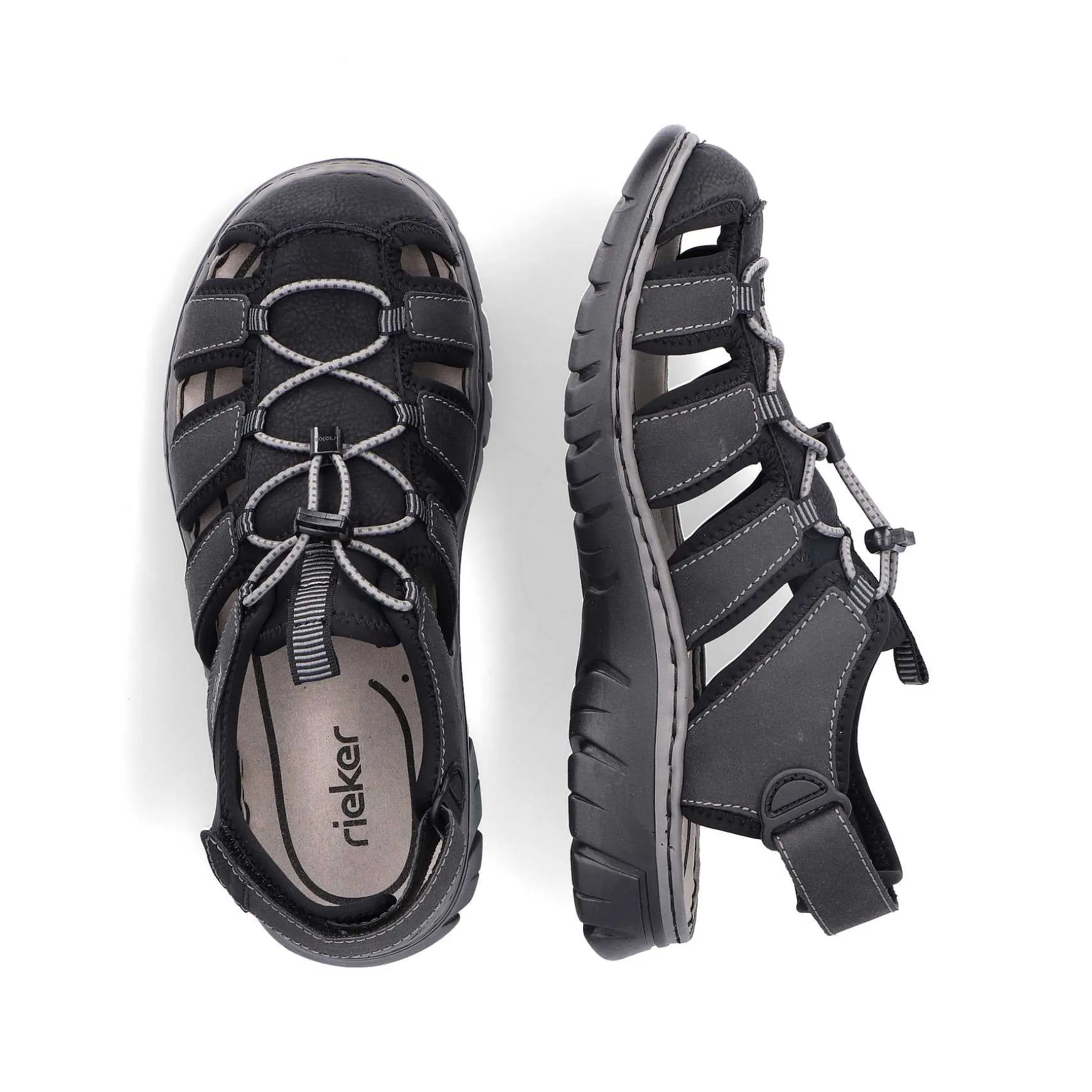 Rieker Men'S Trekking Sandals Graphite Black