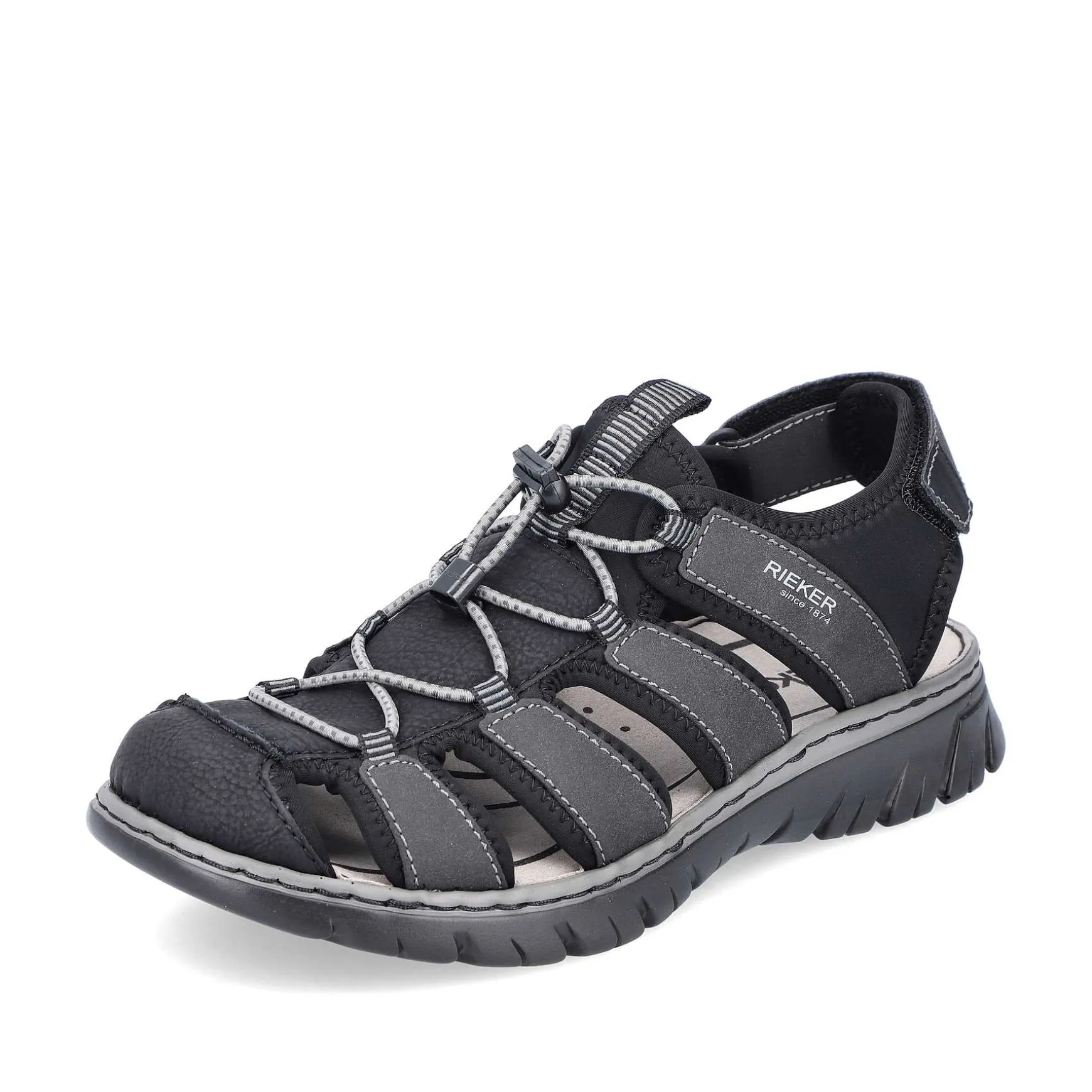 Rieker Men'S Trekking Sandals Graphite Black