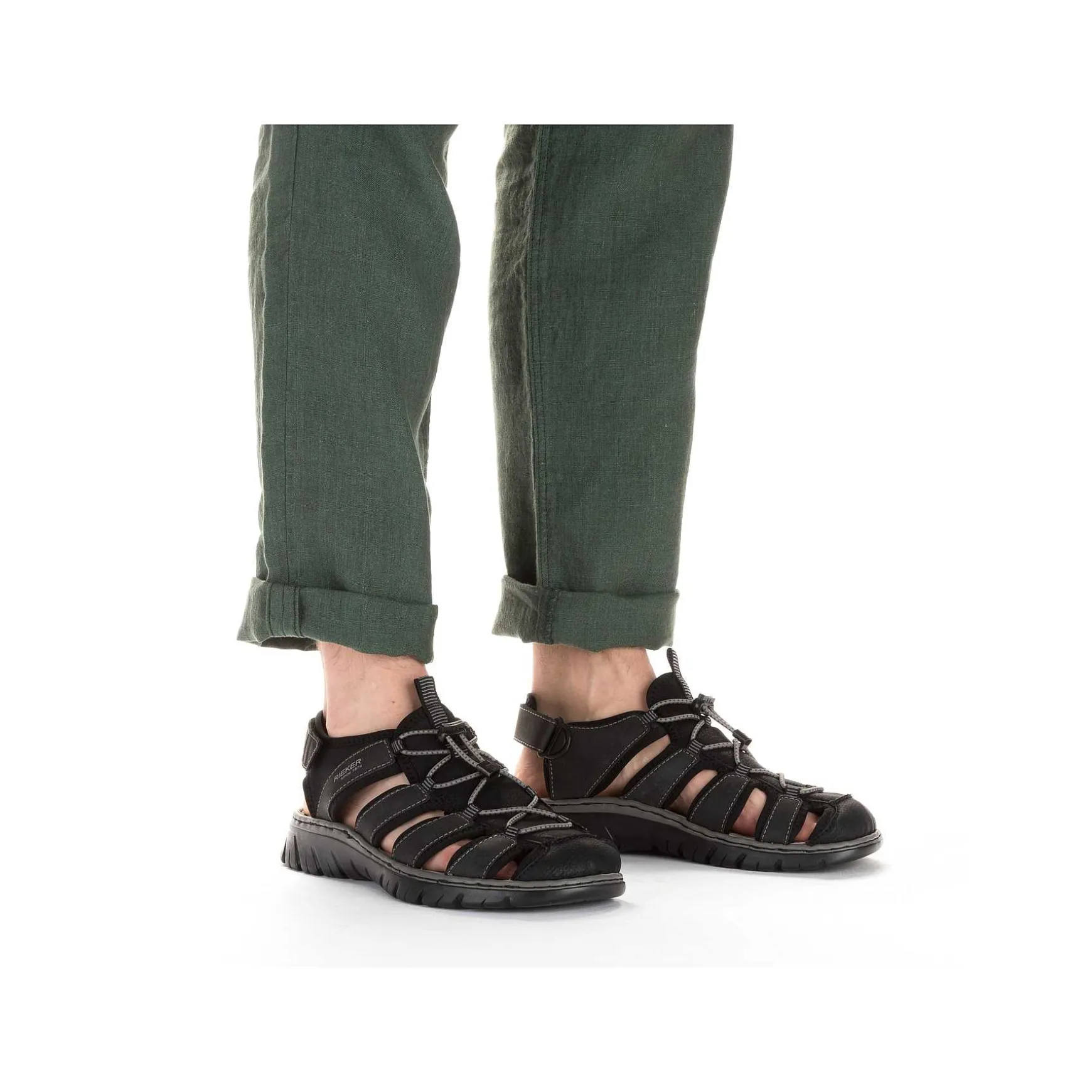 Rieker Men'S Trekking Sandals Graphite Black