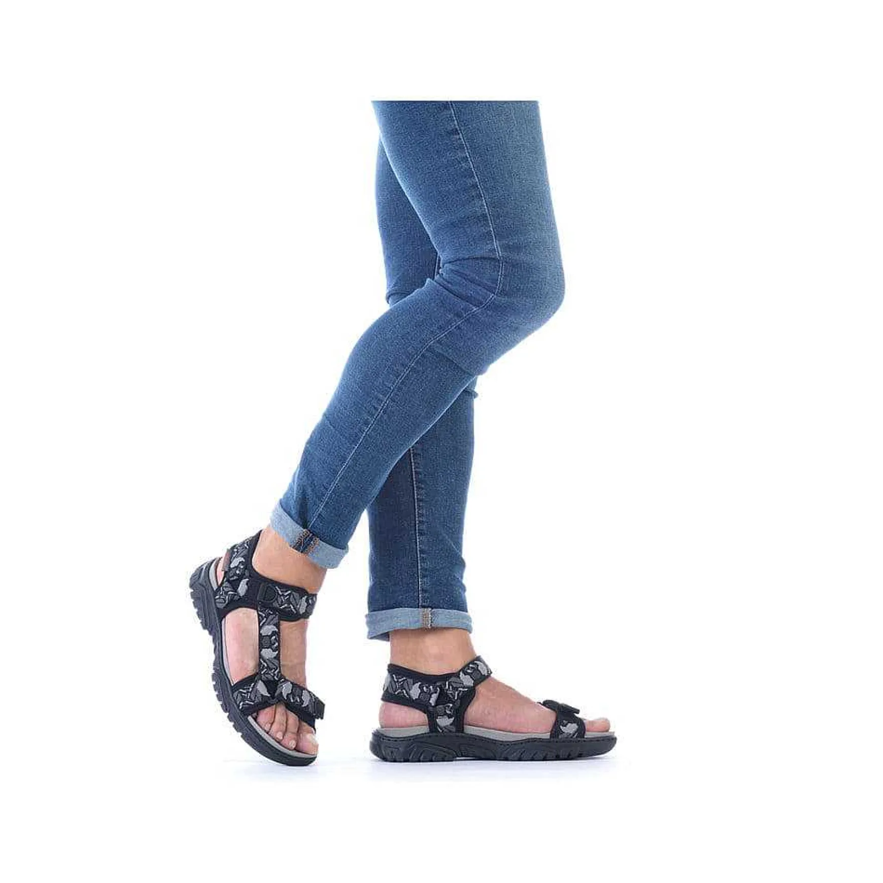 Rieker Men'S Trekking Sandals Asphalt Black-Gray