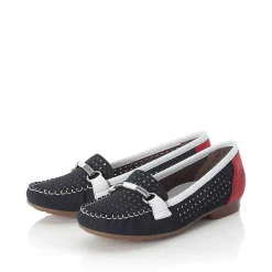 Rieker Women'S Ballerinas Ocean Blue-Fire Red