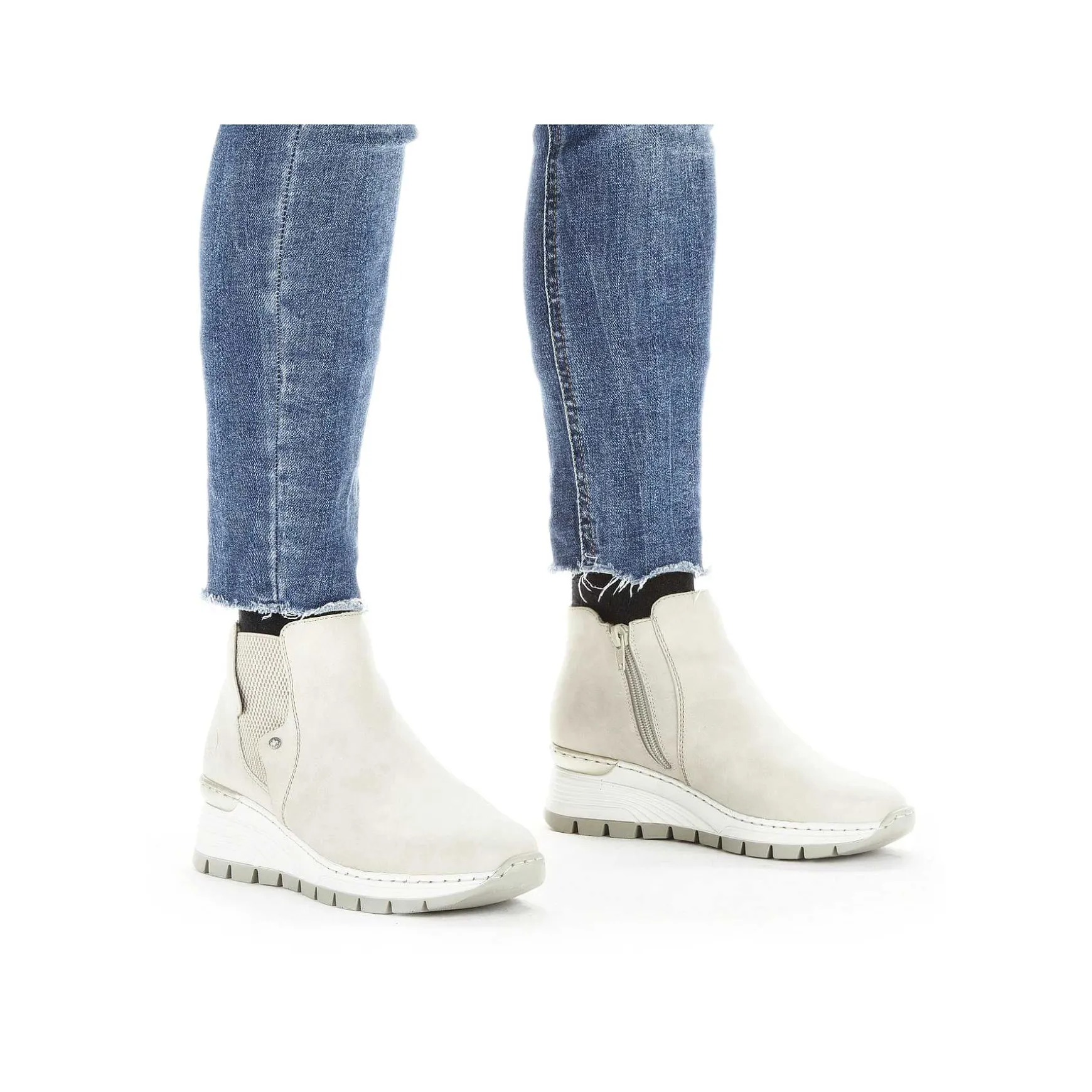 Rieker Women'S Chelsea Boots Cream Beige