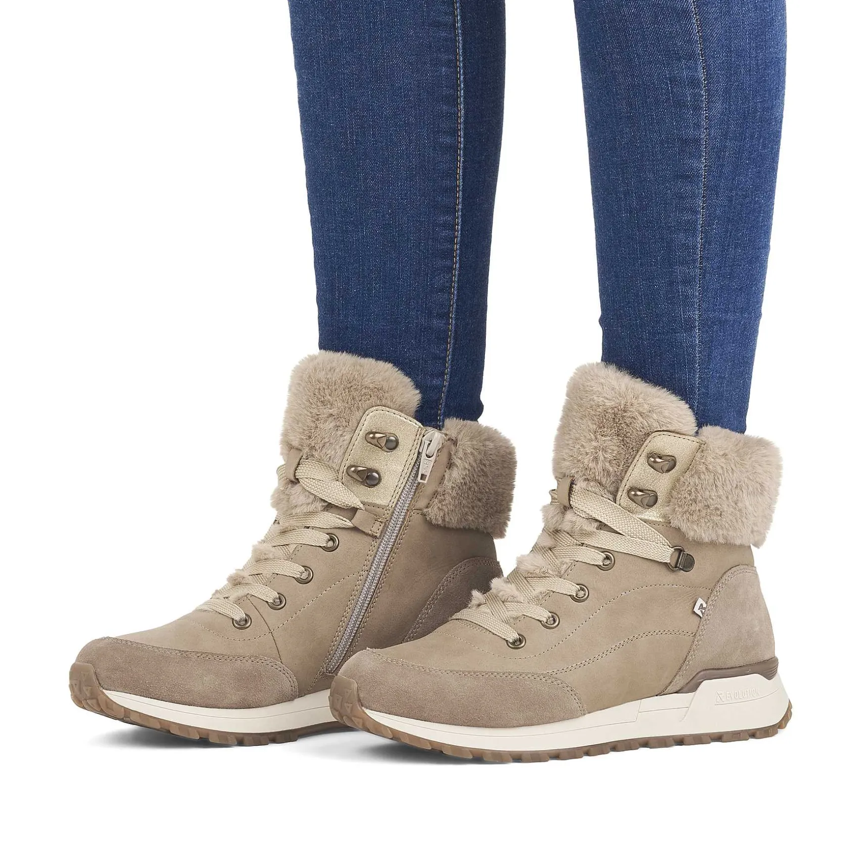 Rieker Women'S Corded Boots Champagne Beige