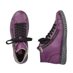 Rieker Women'S Corded Boots Aubergine-Black