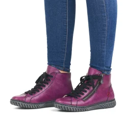 Rieker Women'S Corded Boots Aubergine-Black
