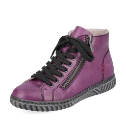 Rieker Women'S Corded Boots Aubergine-Black