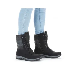 Rieker Women'S Corded Boots Deep Black