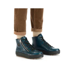 Rieker Women'S Corded Boots Petrol-Black