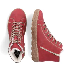 Rieker Women'S Corded Boots Strawberry Red
