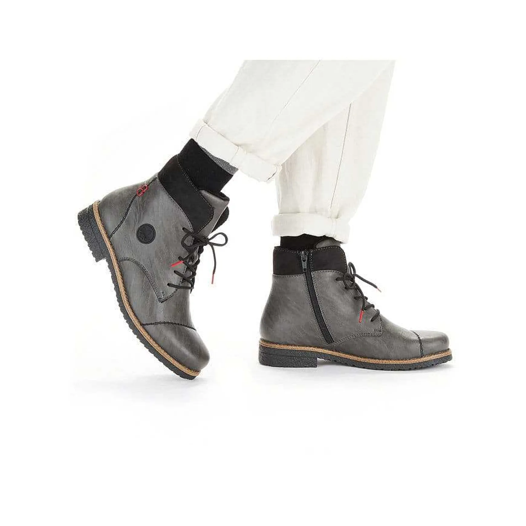 Rieker Women'S Corded Boots Platinum Gray