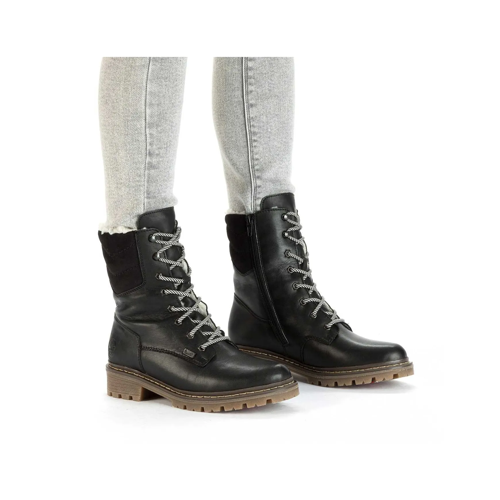 Rieker Women'S Corded Boots Deep Black