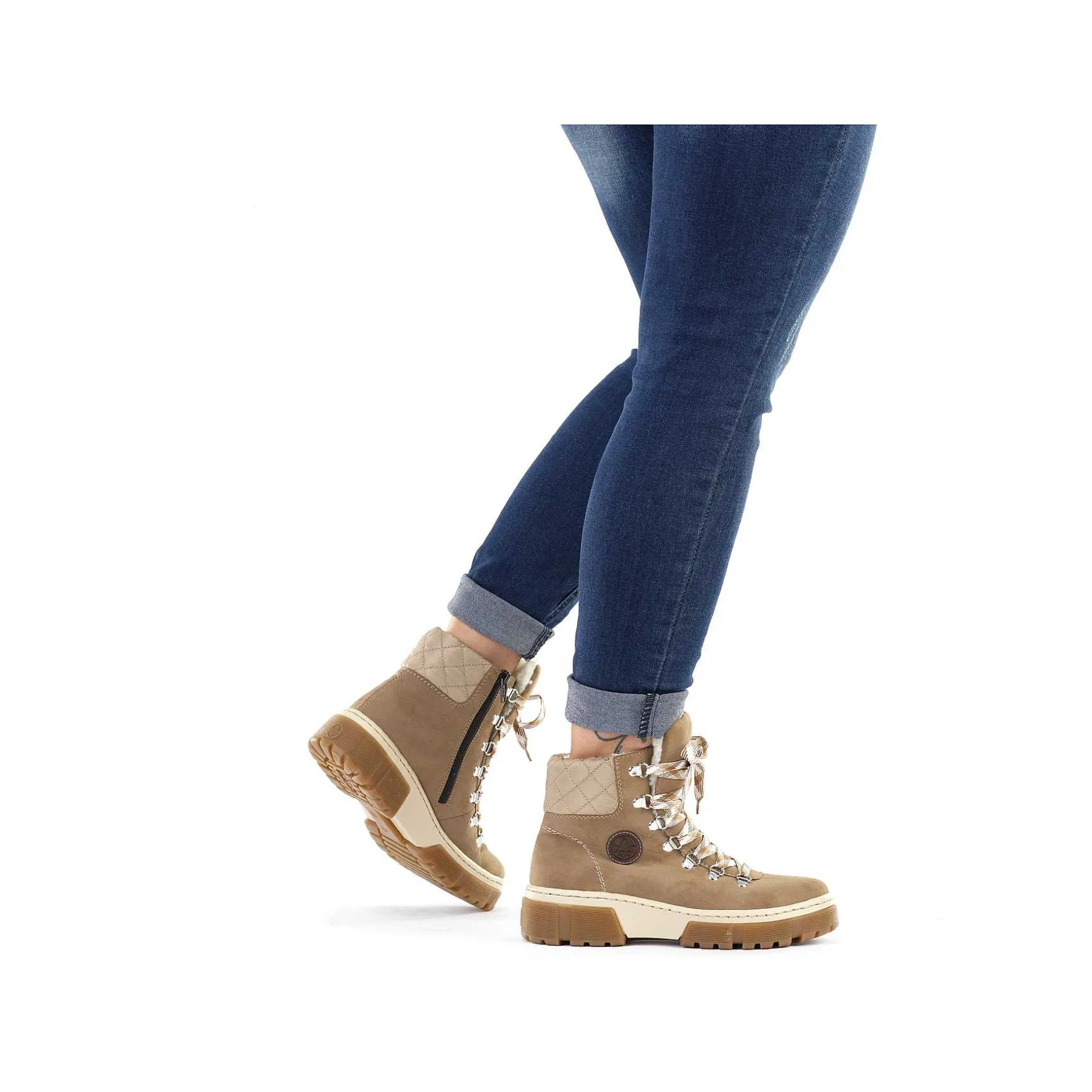 Rieker Women'S Corded Boots Brown Beige