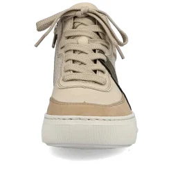 Rieker Women'S High Sneaker Cream Beige-Khaki Green