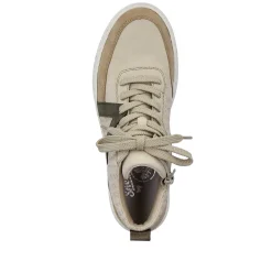 Rieker Women'S High Sneaker Cream Beige-Khaki Green