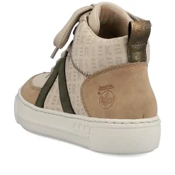 Rieker Women'S High Sneaker Cream Beige-Khaki Green