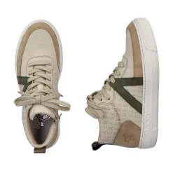 Rieker Women'S High Sneaker Cream Beige-Khaki Green