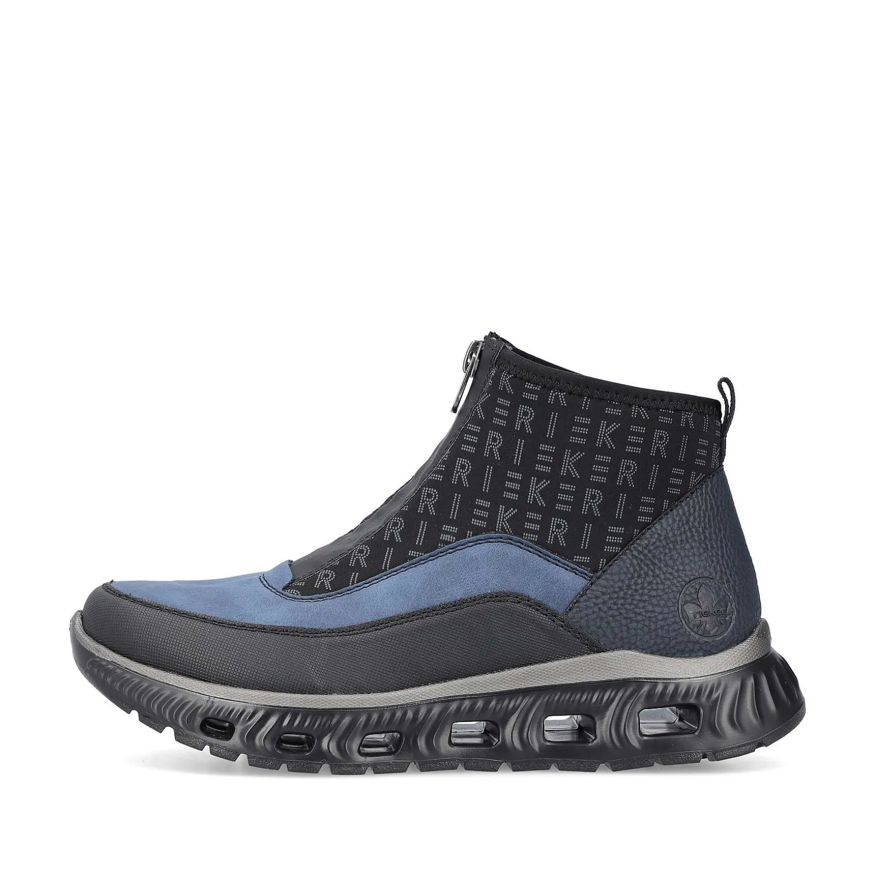 Rieker Women'S High Sneaker Asphalt Black-Ocean Blue