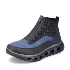 Rieker Women'S High Sneaker Asphalt Black-Ocean Blue