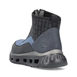 Rieker Women'S High Sneaker Asphalt Black-Ocean Blue