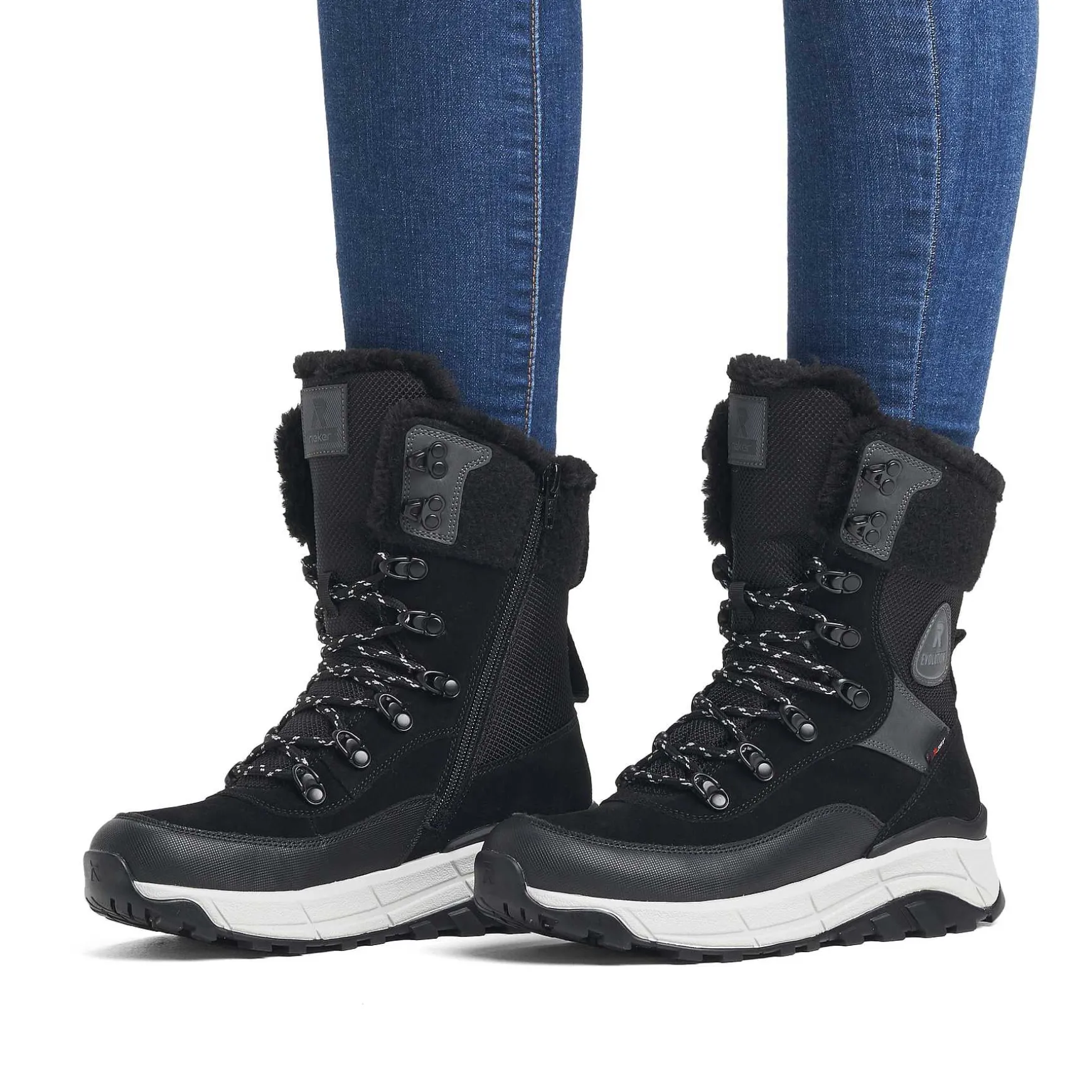 Rieker Women'S Laced Boots Steel Black