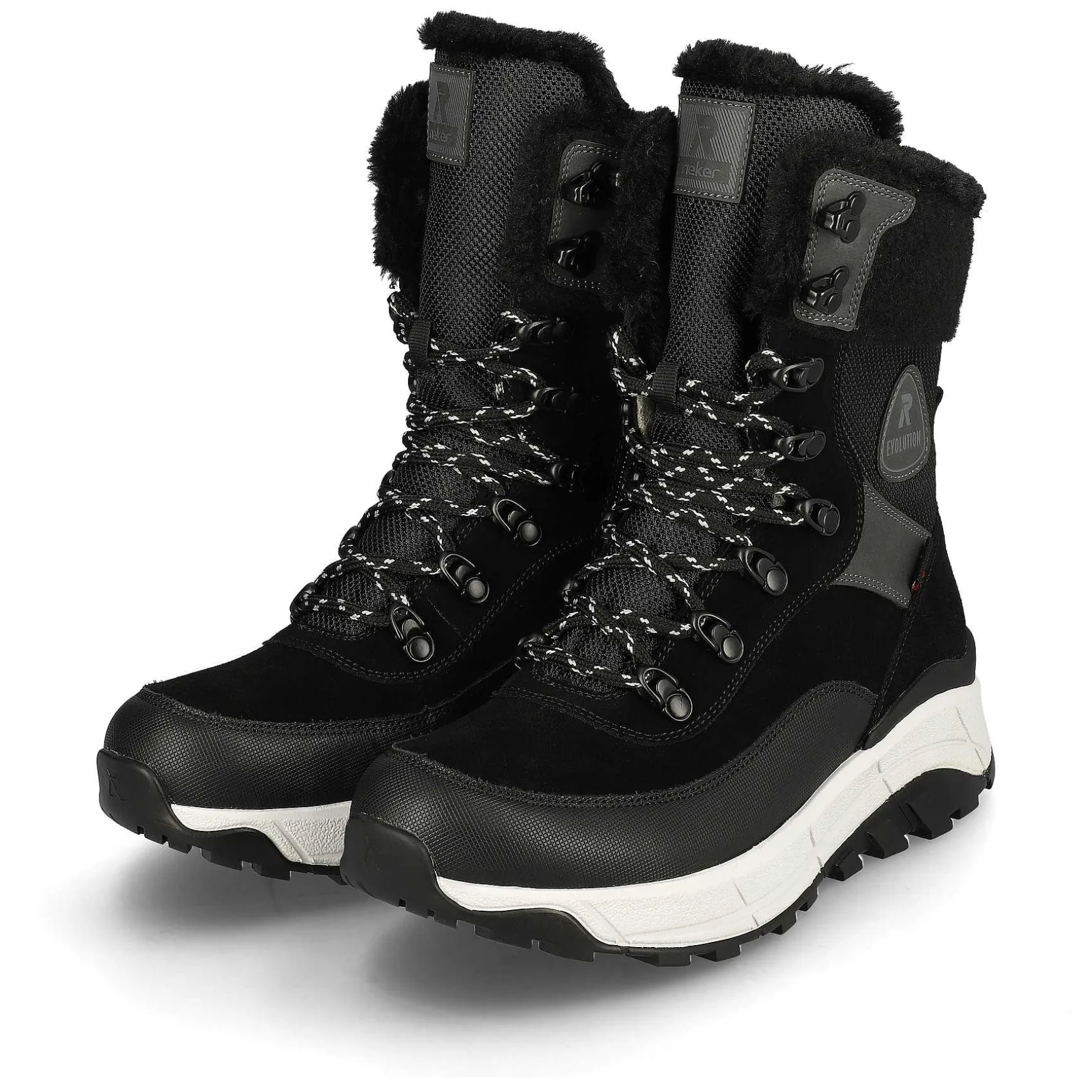 Rieker Women'S Laced Boots Steel Black